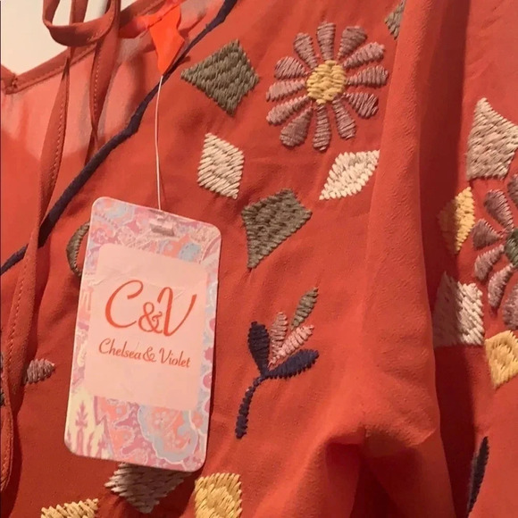 Chelsea & Violet Boho Dress Sheer Embroidered Small - Picture 6 of 9